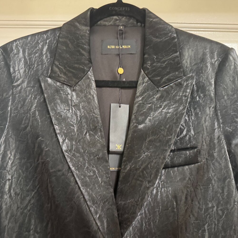 SALE NEW with tags $500 Kobi Halperin Faux Black Leather sz S - Picture 3 of 4